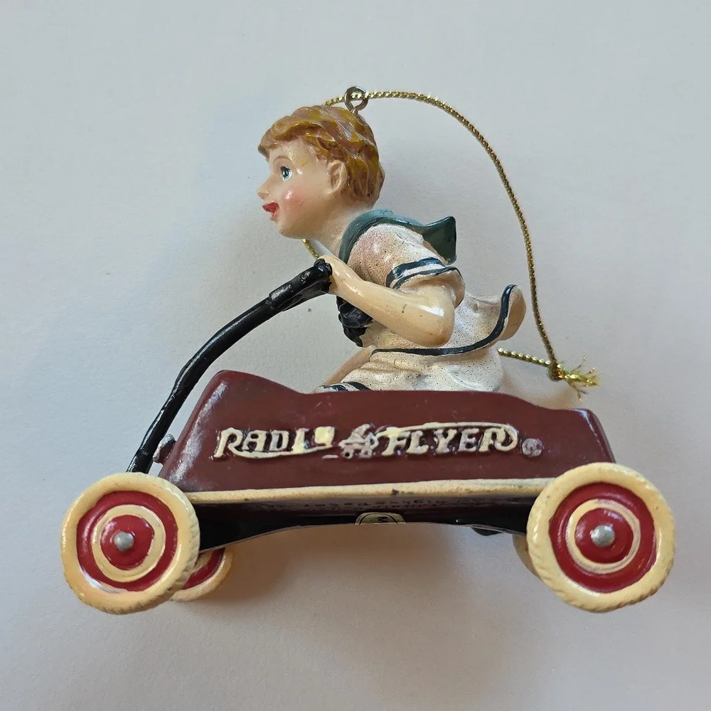 Christmas Ornament - Radio Flyer - Red Wagon And Boy Ornament